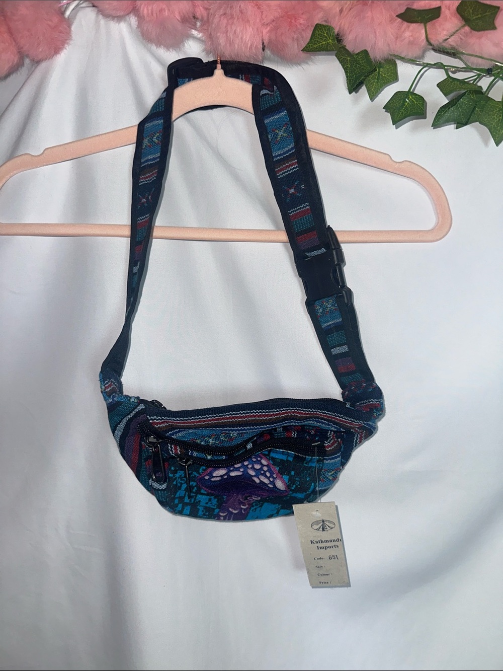 Kathmandu Teal & Purple Mushroom Crossbody Waist Bag